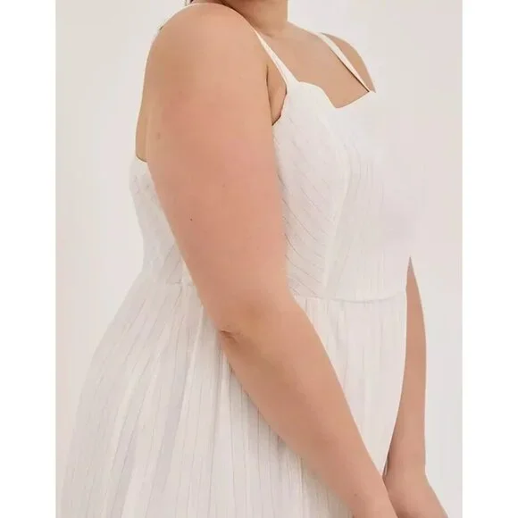 Torrid White Gold Chiffon Tiered Midi Dress Size 2X Adj Straps Smock NWT RA10137 - Picture 3 of 13